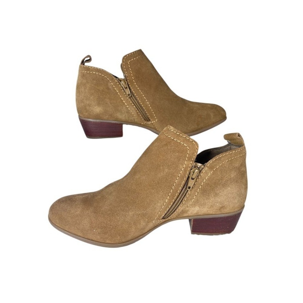 Diba Tan Suede Western Ankle Boots Women 8.5 Low Heel Boho Minimalist Booties